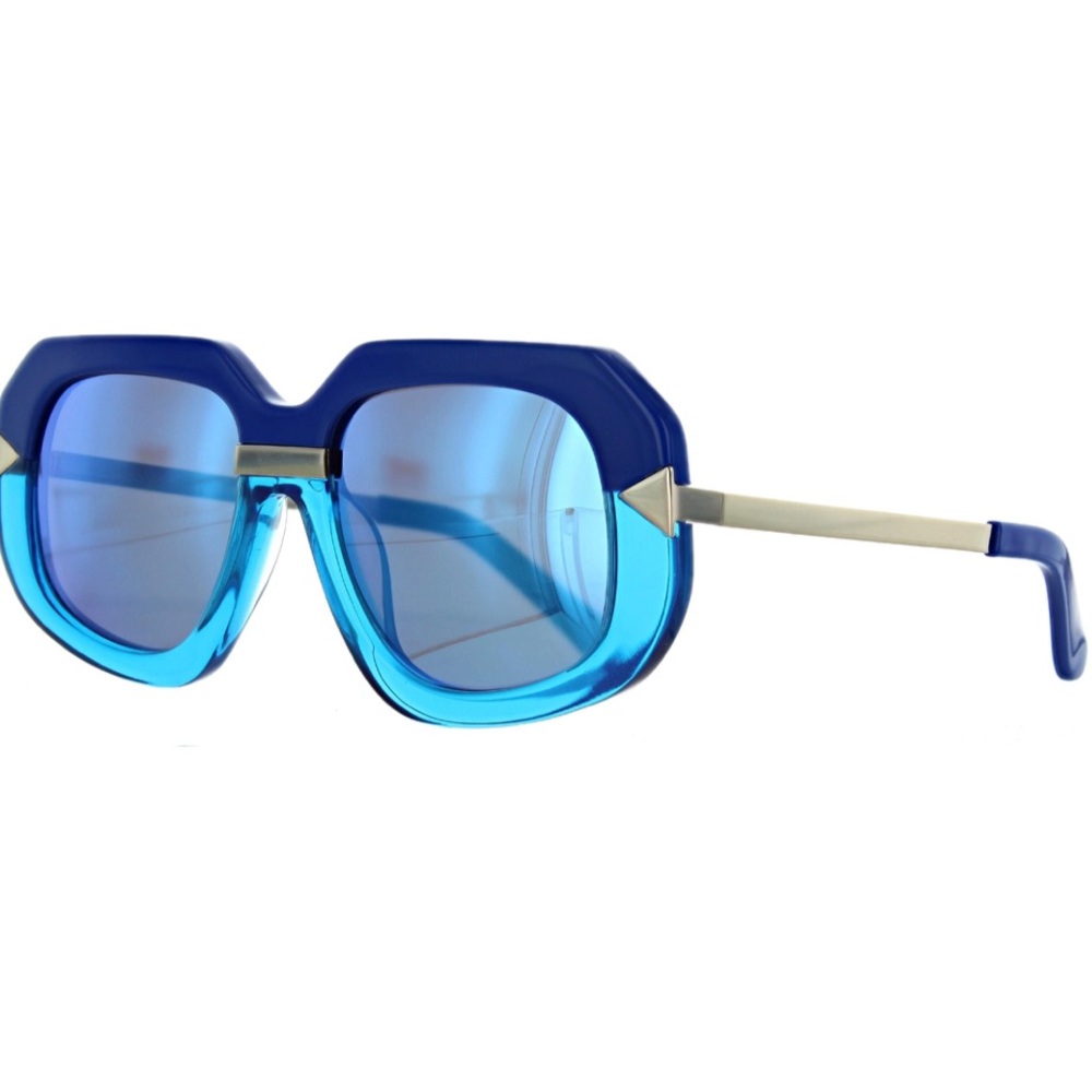 Karen Walker Blue Two-Tone Oversized Square Sunglasses